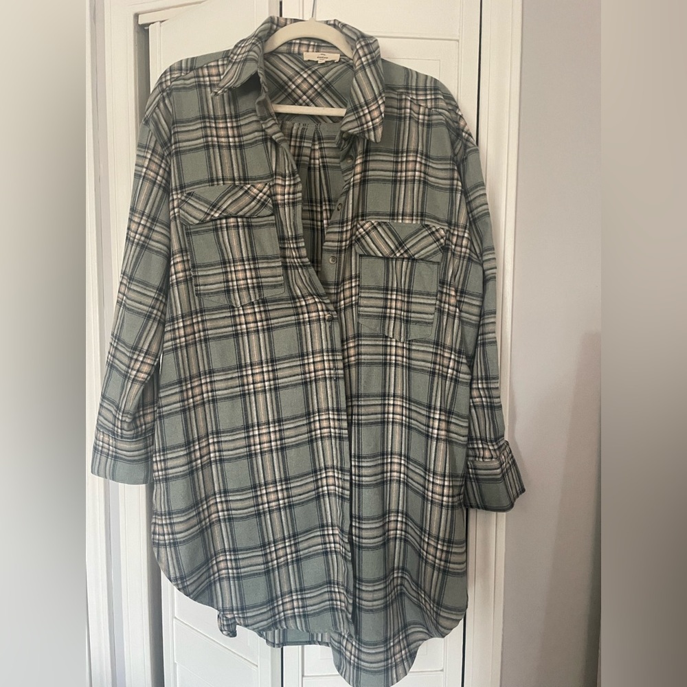 Oversized Plaid Flannel Shirt/Tunic